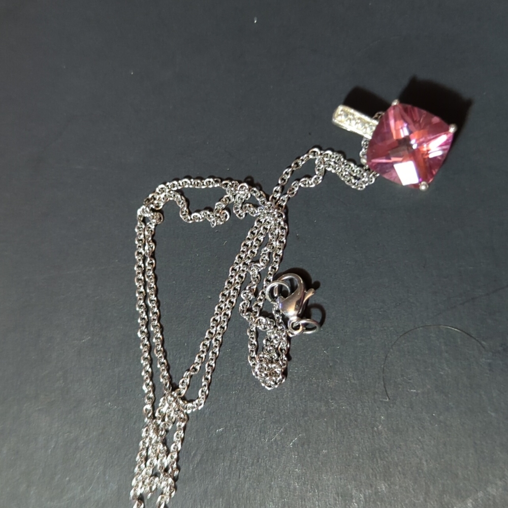 Pink and white cz necklace